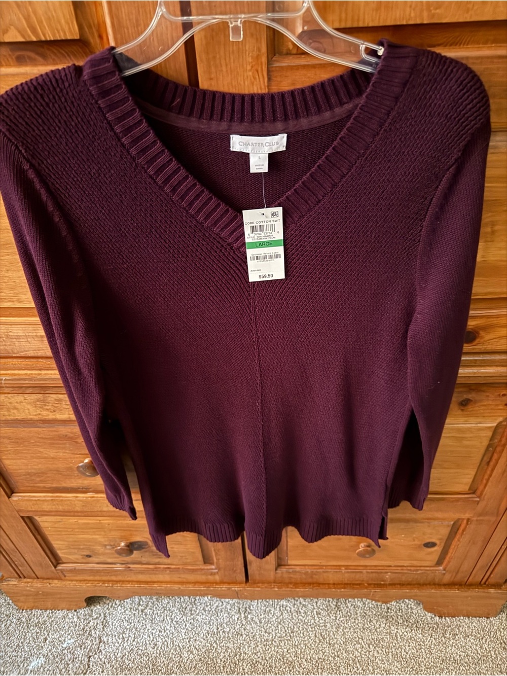 Charter Club V-neck Sweater. Sz L